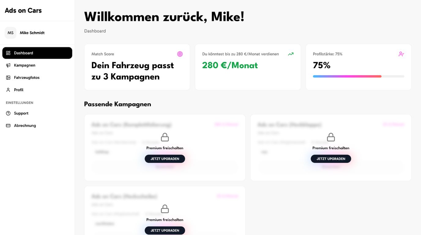 Die Plattform zeigt passende Angebote